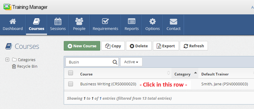 Click Course Row